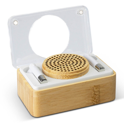 Bamboo Wireless Speaker Earbud Sets Open